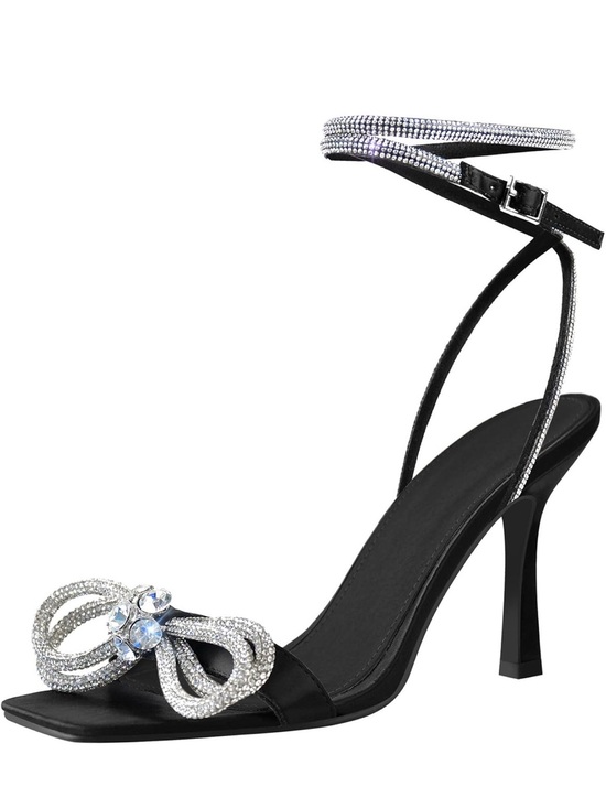 Yolkomo Shoes - Yolkomo Women's Rhinestone Lace Up Ankle High Stiletto Heels Sandals